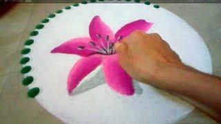 Simple 3d flower rangoli  Step by step  Poster rangoli design  Sand art  फुलांची रांगोळी सोपी