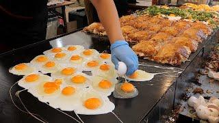 Eier-Speck-Pfannkuchen nach japanischer Art - japanisches Essen