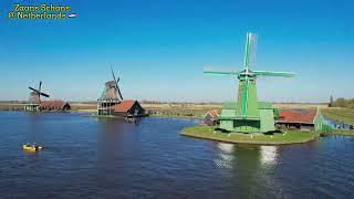 Windmills of Zaanse Schans and Kinderdijk -  Netherlands 4K drone footage
