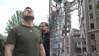 Zelensky pays first visit to south Ukraines war-damaged Mykolaiv  AFP