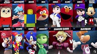 Sonic and Mario vs Pomni and Disgust  Noob and Max vs Boyfriend and Red  Super Smash Bros Ultimate