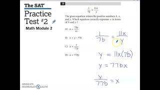 SAT Practice Test #2 Math Module 2 Problem #10