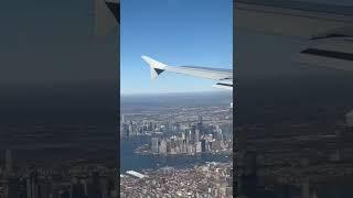 View of Manhattan while landing at La Guardia