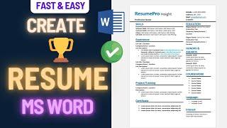 How to Create a Winning Resume in MS Word in 2024 Fast & Easy Guide