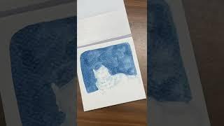 Process video of a cute white cat in watercolours and ink  #arttherapy #drawing #art #lamypen