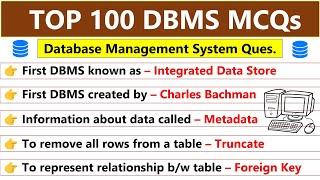 Top 100 DBMS MCQ  Database Management System MCQ