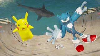 GTA 5 Sonic vs Picachu Water Ragdolls Jumps&Fails vol.14 Euphoria Physics