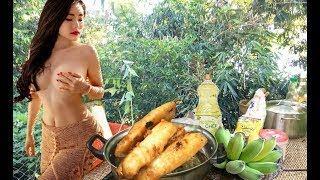 Yummy Food Snack Cambodian Cute Girl Cooking Fry Banana Recipe How To Cook Village Food