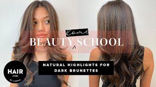 Natural Highlights For Dark Brunettes  Beauty Home School  Hair.com By LOreal