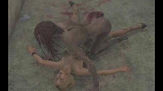 Resident Evil 2 Ryona Excella Dress Zombie crawling attack from behind