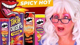 Spicy Hot Pringles Chips Granny McDonald FREAKS OUT Funny Freak Outs