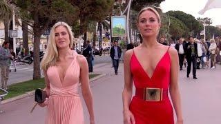 EXCLUSIVE Kimberly Garner walking down the croisette in a beautiful red dress in Cannes