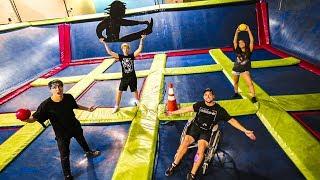 OVERNIGHT IN ABANDONED TRAMPOLINE PARK Ends up in Wheelchair