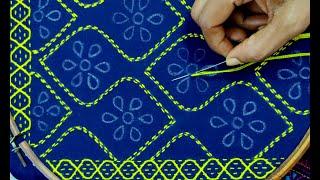 Hand embroidery so unique nakshi kantha design stitch tutorialনকশীকাঁথার অনেক সুন্দর নকশা সেলাই