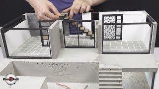 How To Make a Luxury Housemodel #5 - glass partitions & Tile Floor Installation.