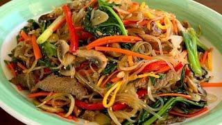 Japchae Glass noodles stir-fried with vegetables 잡채