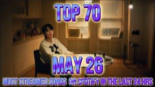 TOP 70 MOST STREAMED SONGS ON SPOTIFY IN THE LAST 24 HRS MAY 26