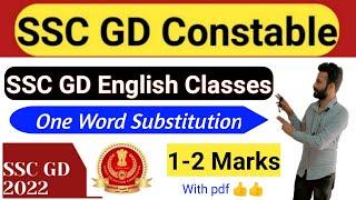 SSC GD English Classes  One Word Substitution  Previous year questions + Important One word  GD 