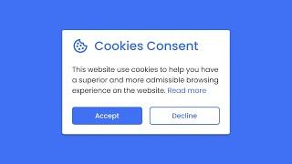 Create Popup Cookies Consent Box in HTML CSS & JavaScript  Set Cookie JavaScript