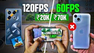 120 fps android vs 60fps iphone Pubg Mobile  iphone vs android in 2024  pubg 120 fps  BGMI