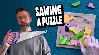 Creating a Puzzle out of Wood – Jigsawing colourful characters into a plywood puzzle for my kid.