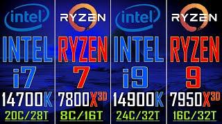 RYZEN 7 7800X3D vs INTEL i7 14700K vs RYZEN 9 7950X3D vs INTEL i9 14900K  PC GAMES TEST 