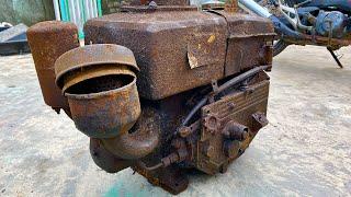 Full restoration of old diesel engine  Restore and repair old D8 diesel engine