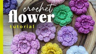 ЦВЕТОК зефир вязаный крючком БЫСТРО crochet FLOWER TUTORIAL