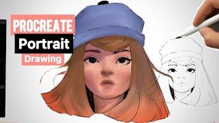 Portrait Drawing In Procreate  how to paint skin and what brushes to use  digital drawing tutorial