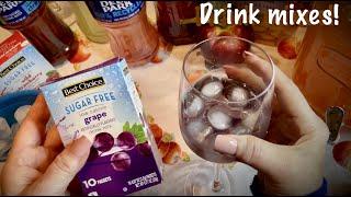 ASMR Adding drink mixes to Bottled Water Whispered Pouring drink over ice & tasting flavors