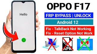 Oppo F17 Frp BypassUnlock CPH2095- TalkBack Not Working  Reset Method Not Working 2024