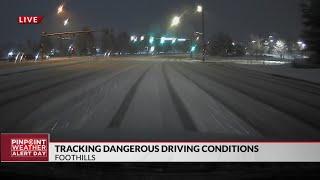 Wind snow create dangerous driving conditions in Foothills