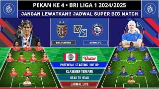 Jadwal Super Big Match & Line Up Terbaru BALI UTD vs AREMA FC Jam Di Percepat