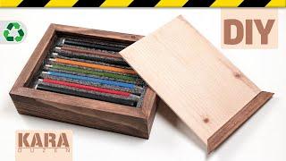 Sürgülü kapaklı ahşap kalem kutusu yapımı  How to make a wooden pencil box with sliding lid - DIY