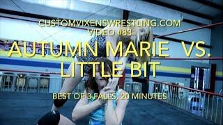 Customvixenswrestling.com  Video #83 highlights. Best of 3 Falls Autumn Marie vs Little Bit VRC