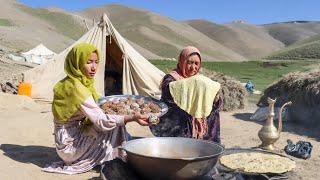 Shepherd Mother Camped in the Mountain Village  Cooking Organic Food  Nomadic Life in Afghanistan