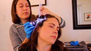 ASMR School Nurse Scalp Inspection  Checking Sensitivity Hair Brushing Applying Treatment