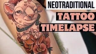 Sheep & Flowers  Tattoo Timelapse Neotraditional