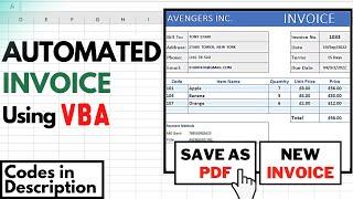 Create an Automated Invoice using Excel VBA 1-Click Save to PDF & New Invoice