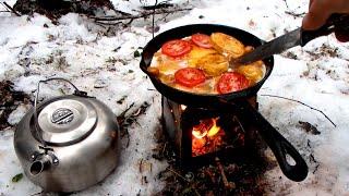 Самый вкусный обед в мире. Волшебство зимнего леса. Лесной ручей. Одиночный поход. ПВД. ASMR