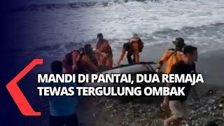 Mandi di Pantai Dua Remaja Tergulung Ombak