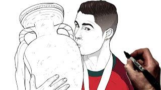 How To Draw Cristiano Ronaldo Trophy  Step By Step  Soccer  Football