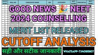 Neet Merit List Released for MCC Counselling l Neet 2024 State Merit List l Neet 2024 Cutoff Marks