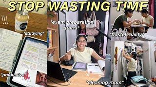 i wasted time so lets be productive️ exam preparation starts deep cleaning *hostel exposed*