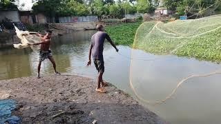 Best Net Fishing।Traditional Cast Net Fishing with Beautiful Natural। Net fishing in village River
