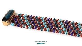 Patterned Metal Hubble Stitch Bracelet - DIY Jewelry Making Tutorial by PotomacBeads