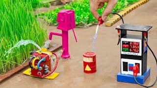 diy tractor making miniature pulley water pump diesel engine science project