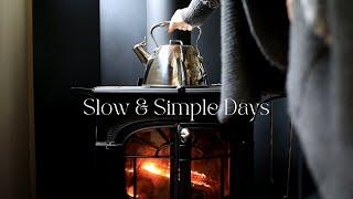 Slow Living in the Pacific Northwest  cozy fire needle felting baking  silent slow living vlog