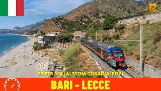 Cab ride Bari - Lecce  Ferrovia Adriatica — Adriatic Railway Italy train drivers view in 4K