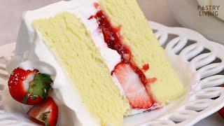 FLUFFY Strawberry Cream Cake  Chiffon Cake